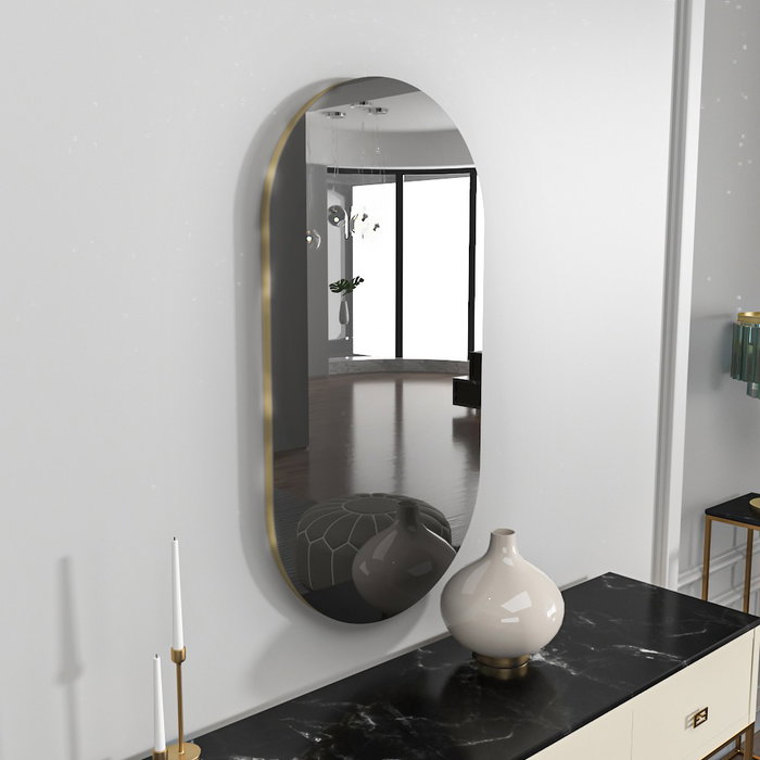 Hanah Home Espejo Ecológico Flotal-E Gris Oscuro y Dorado